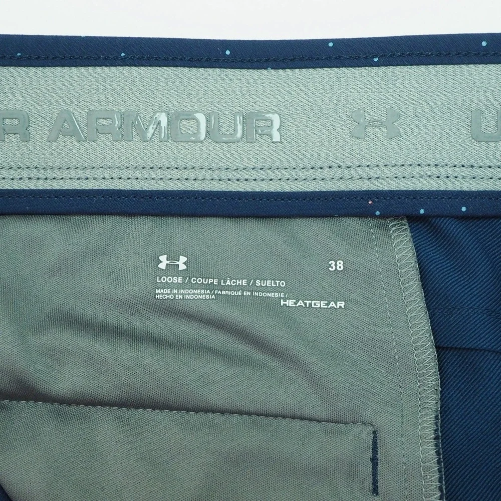 Under Armour UA Match Play Golf Shorts Mens 38 Blue Dots Novelty Performance
